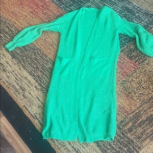 Women's Green Long Cardigan Sweater